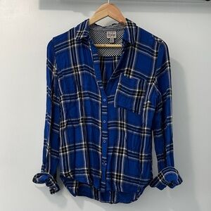 Royal Blue Plaid Button-Up Shirt